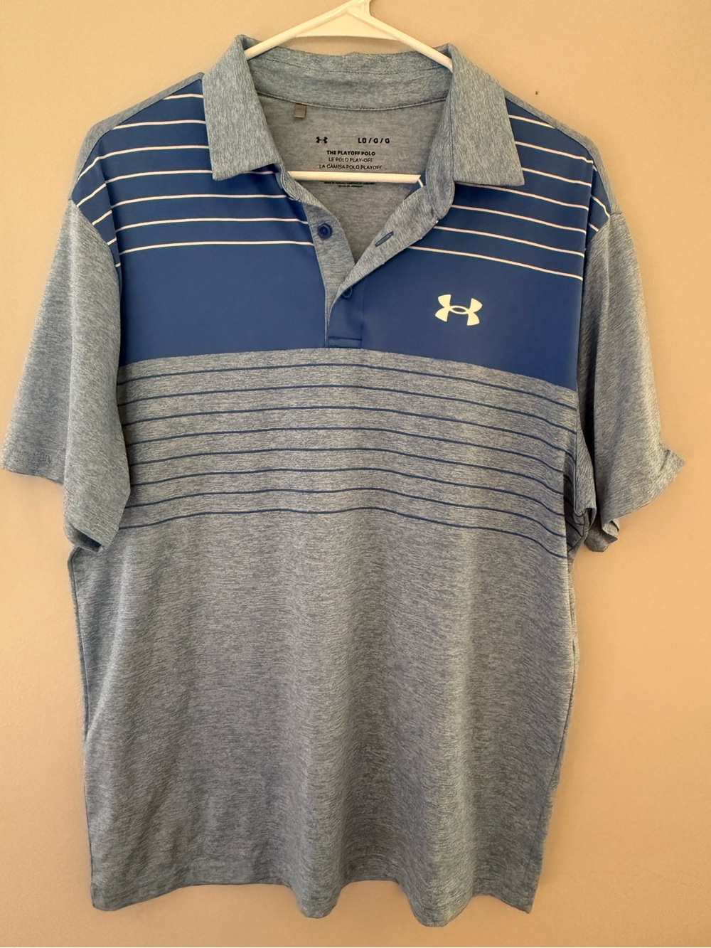 Under Armour Men’s Large Blue Striped Polo